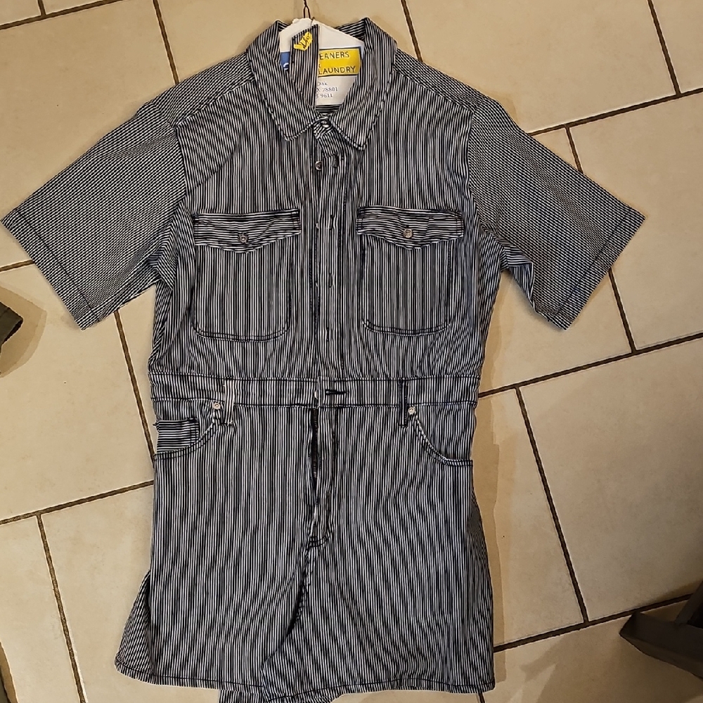 Universal Thread Navy and White Striped Romper